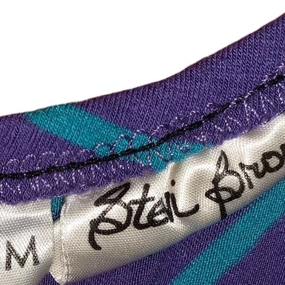 VINTAGE Stevi Brooks Striped Shoulder Tie Bodysuit Size Medium - Picture 6 of 8